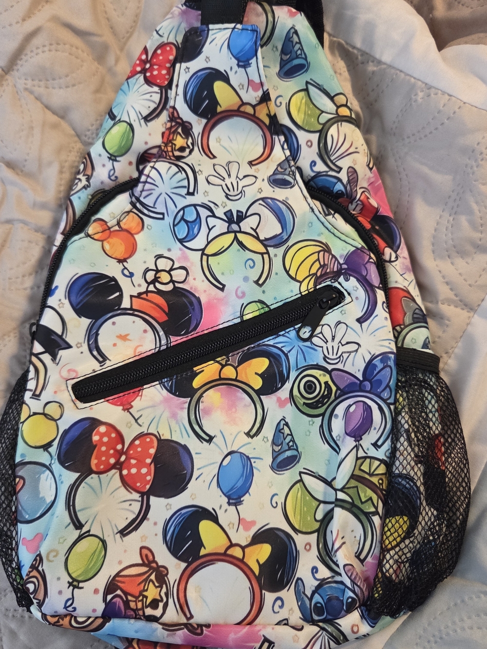 Colorful Character Ear Headband Sling Backpack - Multi